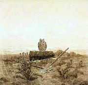 Caspar David Friedrich, Landscape with Grave, Coffin and Owl